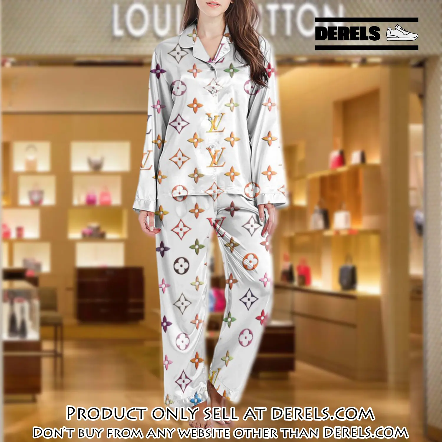 Lv monogram long satin pajama set pjs1002 dr3431562
